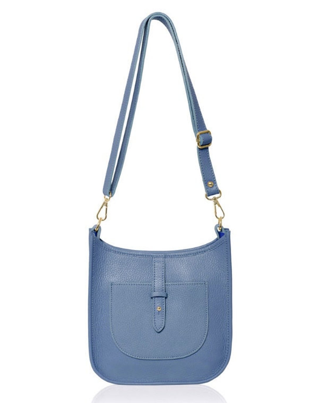 Blue Leather Crossbody Bag, Light Blue Shoulder Bag, Wedding Bag, Women