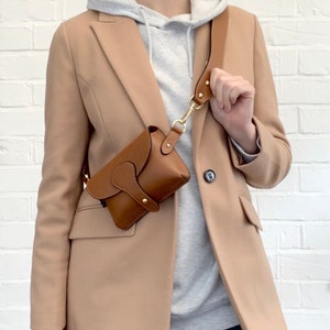 Tan Leather Crossbody Bag: Italian Leather, Handmade in Italy