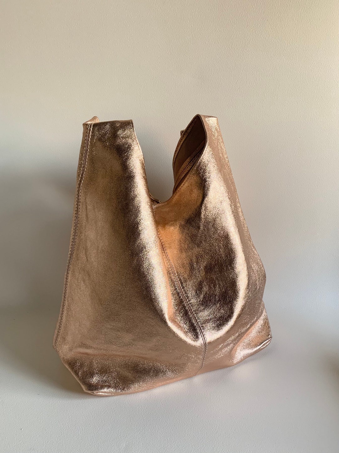 Buy Available in Colours Metallic Leather Slouch Shoulder Bag, Silver  Boho Bag, Rose Gold Bag, Gold Slouchy Bag, Metallic Bag, Sparkly Bag Online  in