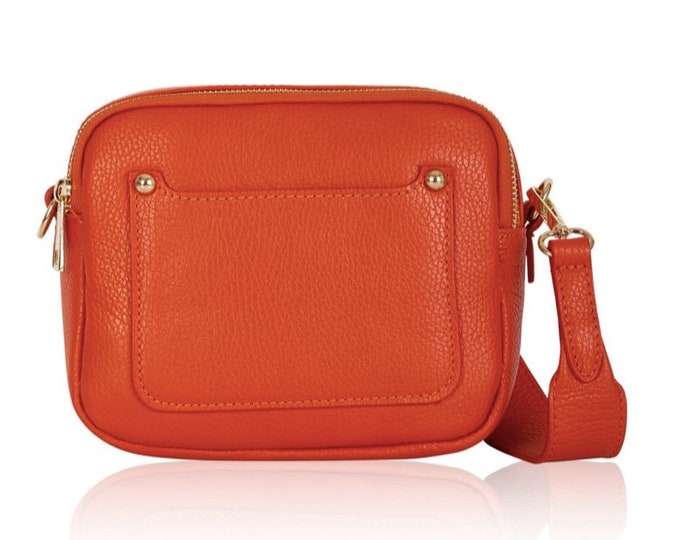 Burnt Orange Leather Crossbody Bag, Leather Shoulder Bag, Stylish Bag, Everyday Bag, Women's Handbag, 3rd Anniversary, Leather Gift