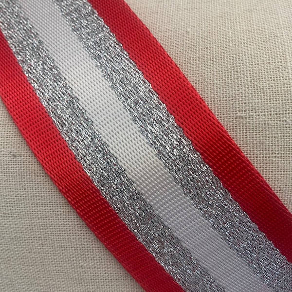 Red And Silver Canvas Bag Strap, Replacement Bag Strap, Red Print Bag Strap, Adjustable Handbag Strap