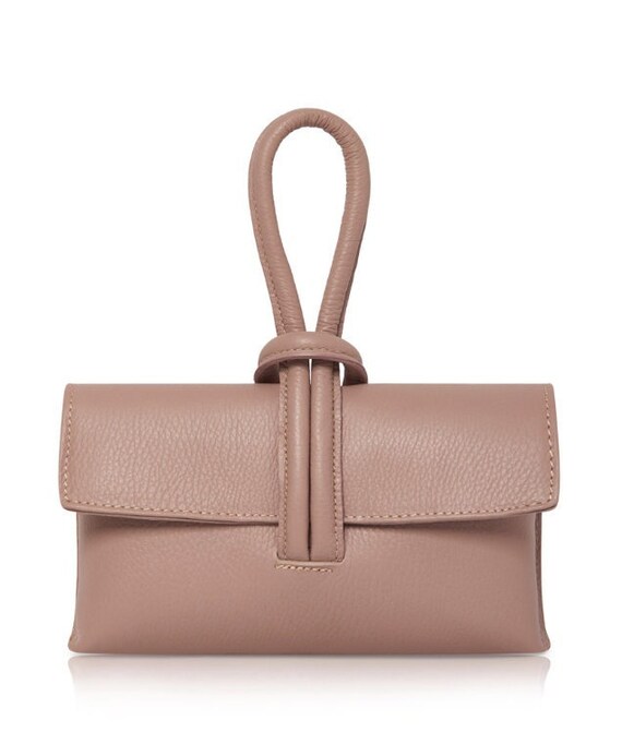 Rose Pink Leather Clutch Bag Crossbody Bag Pink Grab Bag Wedding