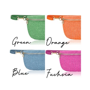 Straw Fanny Pack In Numerous Colours, Beach Bum Bag, Close to Body Bag, Holiday Bag, Festival Bag, Summer Leather Bum Bag image 5