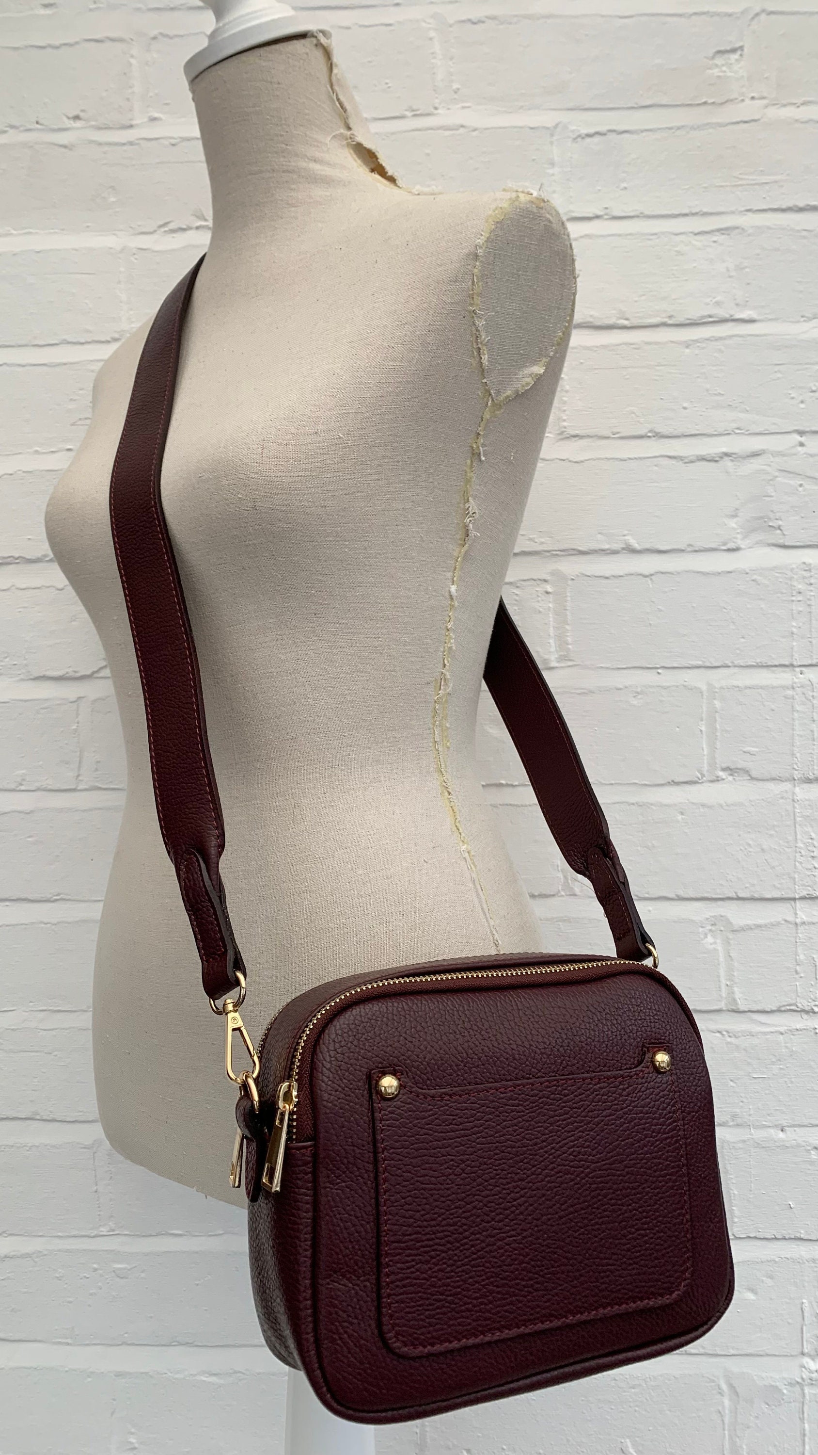 Burgundy Leather Crossbody Bag, Leather Shoulder Bag, Stylish Bag, Everyday Bag, Women's Handbag, 3rd Anniversary, Leather Gift