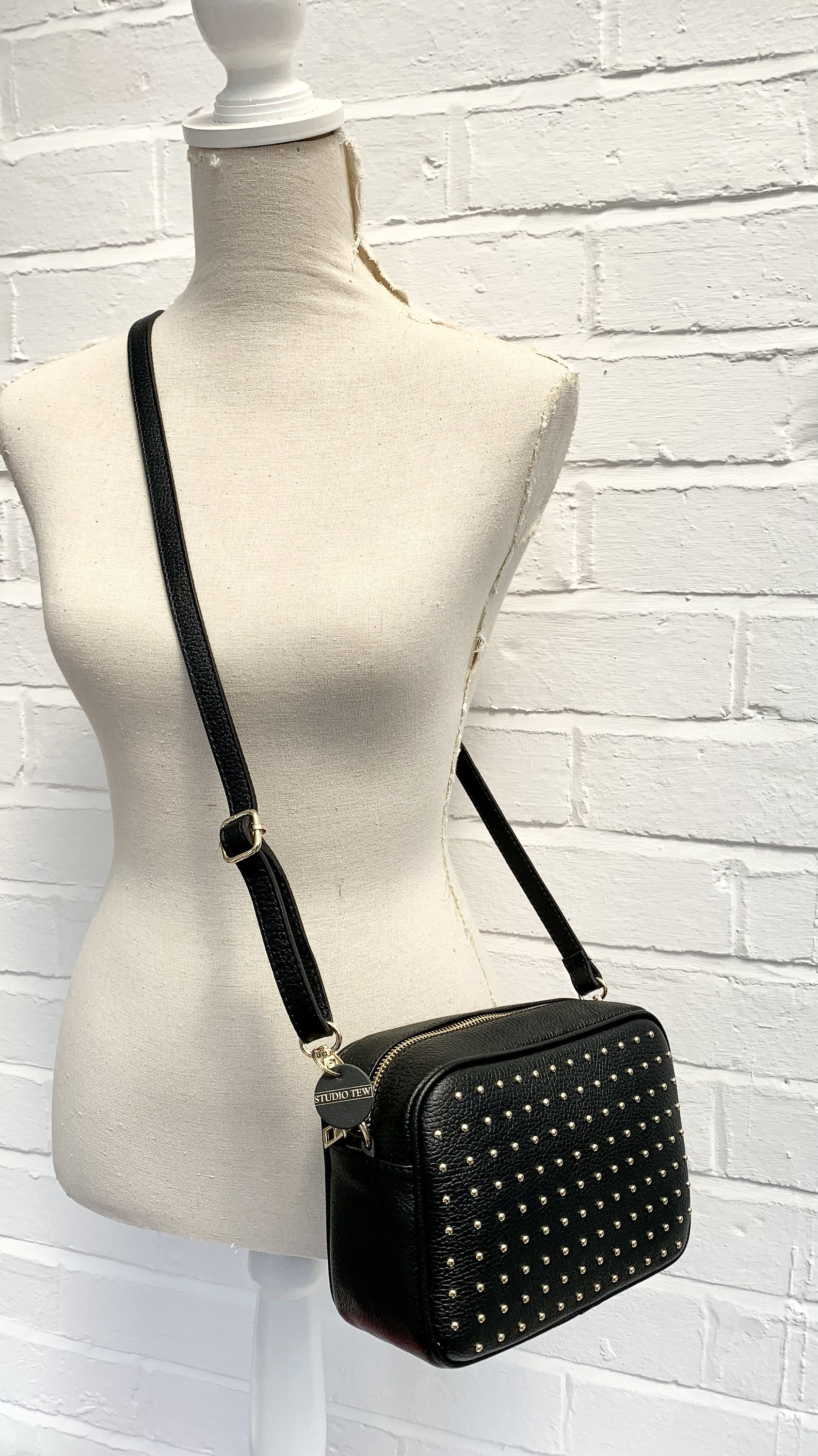 Large Black Leather Studded Crossbody Bag With Strap Gothic Black Studded Bag Studded Leather Handbag Emo Bag Black Handbag Camera Bag Etsy UK