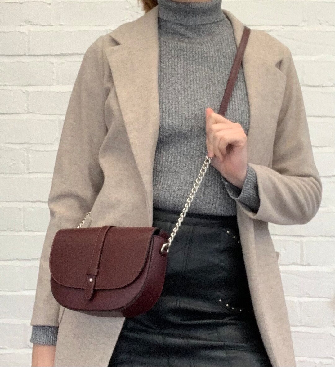 Textured Crossbody Bag- Taupe main image 1