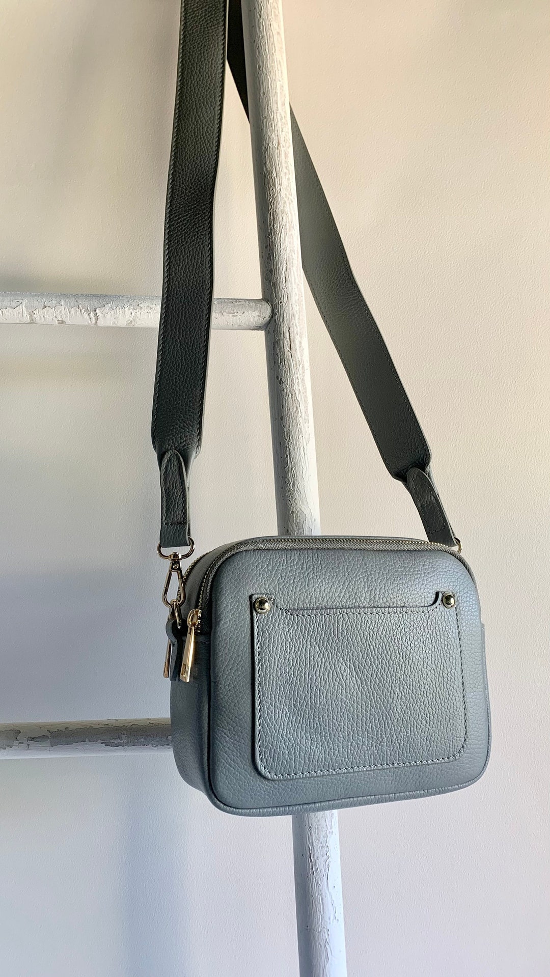 Light Grey Leather Crossbody Bag Camera Bag Wedding Bag Etsy