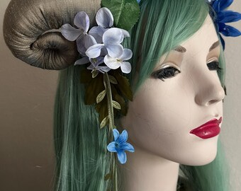 Butterfly Blues Horned Goddess Headdress, Fairy Festival, Renaissance Fair, Mother Nature Headdress