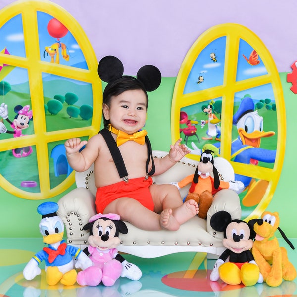 Mickey Mouse Clubhouse Party Decor and Birthday Photography Backdrop