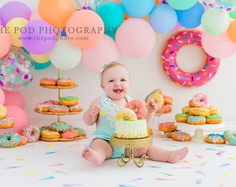 Valentine's Day Backdrop Donut Birthday Background Donut Party Backdrop Too Sweet Printed Photography Backdrops Donut Backdrop