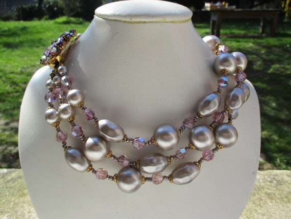 BALENCIAGA Beautiful COUTURE Vintage 50's 3 Strand