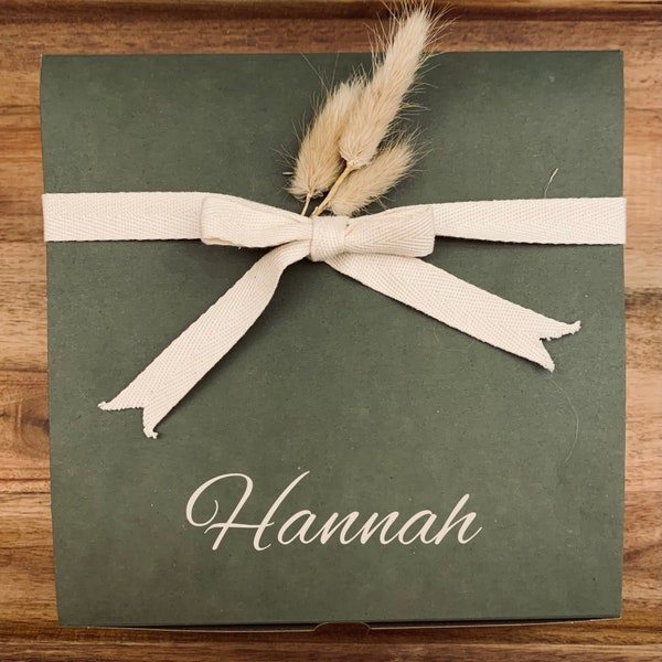 Empty Personalized Bridesmaid Proposal Box with Ribbon - Sage Green Personalized Box Only- Build Your Own Box- Boho Wedding gifts (8x8x3.5)