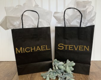 Gift Bags with Names, Bridesmaids Gift Bags, Personalized Gift Bags, Welcome Gift Bags with Names, Paper Gift Bags with names