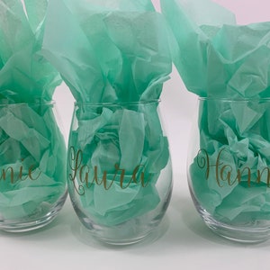 Bridesmaid Gift, Bridesmaid Wine Glasses, Personalized Stemless Glass, Personalized Wine Glass