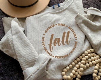 Fall Pumpkin Cord Sweatshirt | Fall Crew Neck | Loungewear | Cord Sweatshirt | Fall Apparel |