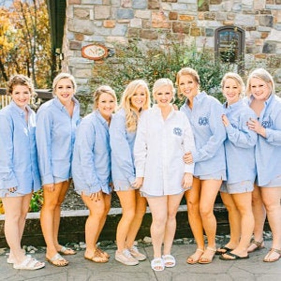 monogrammed button down shirts for bridesmaids