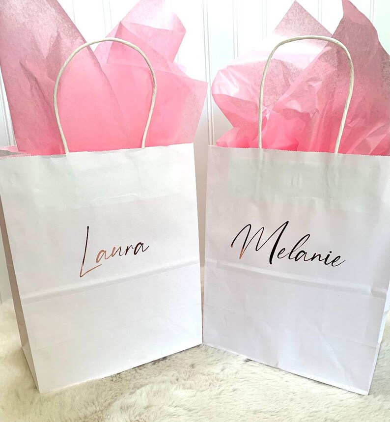 Gift Bags With Names Bridesmaids Gift Bags Personalized Gift Etsy
