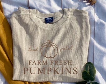 Farm Fresh Pumpkin Cord Sweatshirt | Fall Crew Neck | Loungewear | Cord Sweatshirt | Fall Apparel |