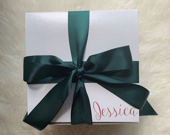 Empty Personalized Bridesmaid Proposal Box with Ribbon - 8x8x3.5 White Box - Bridal Shower Gift Box - Gift Box with Ribbon - Bridal Proposal