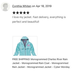 FREE SHIPPING Monogrammed Charles River Rain Jacket Monogrammed Rain Coat Monogrammed Rain Jacket Monogrammed Jacket Cyber Monday image 9