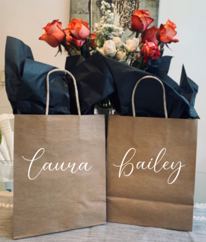Gift Bags With Names Bridesmaids Gift Bags Personalized Gift Etsy