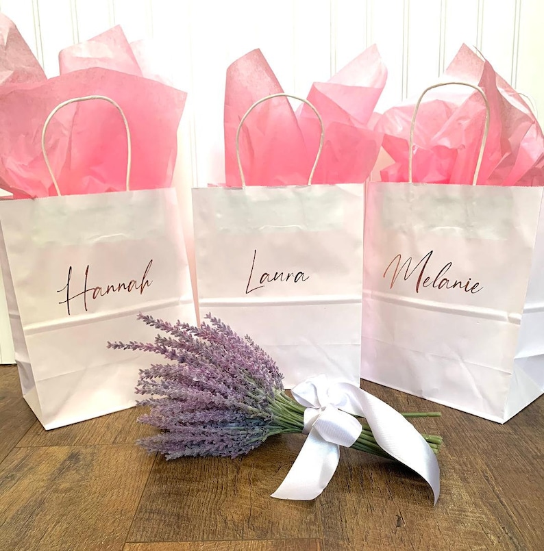 Gift Bags With Names Bridesmaids Gift Bags Personalized Gift Etsy