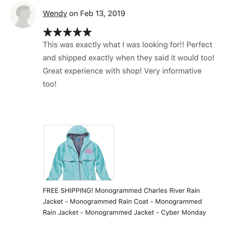 FREE SHIPPING Monogrammed Charles River Rain Jacket Monogrammed Rain Coat Monogrammed Rain Jacket Monogrammed Jacket Cyber Monday image 7