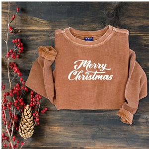 Merry Christmas Cord Sweatshirt | Fall Crew Neck | Loungewear | Cord Sweatshirt | Fall Apparel |