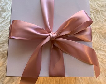 Bridesmaid Proposal Box with Ribbon/ 8x8x3.5 White Box/Bridal Shower Gift Box/ Empty Gift Box with Ribbon