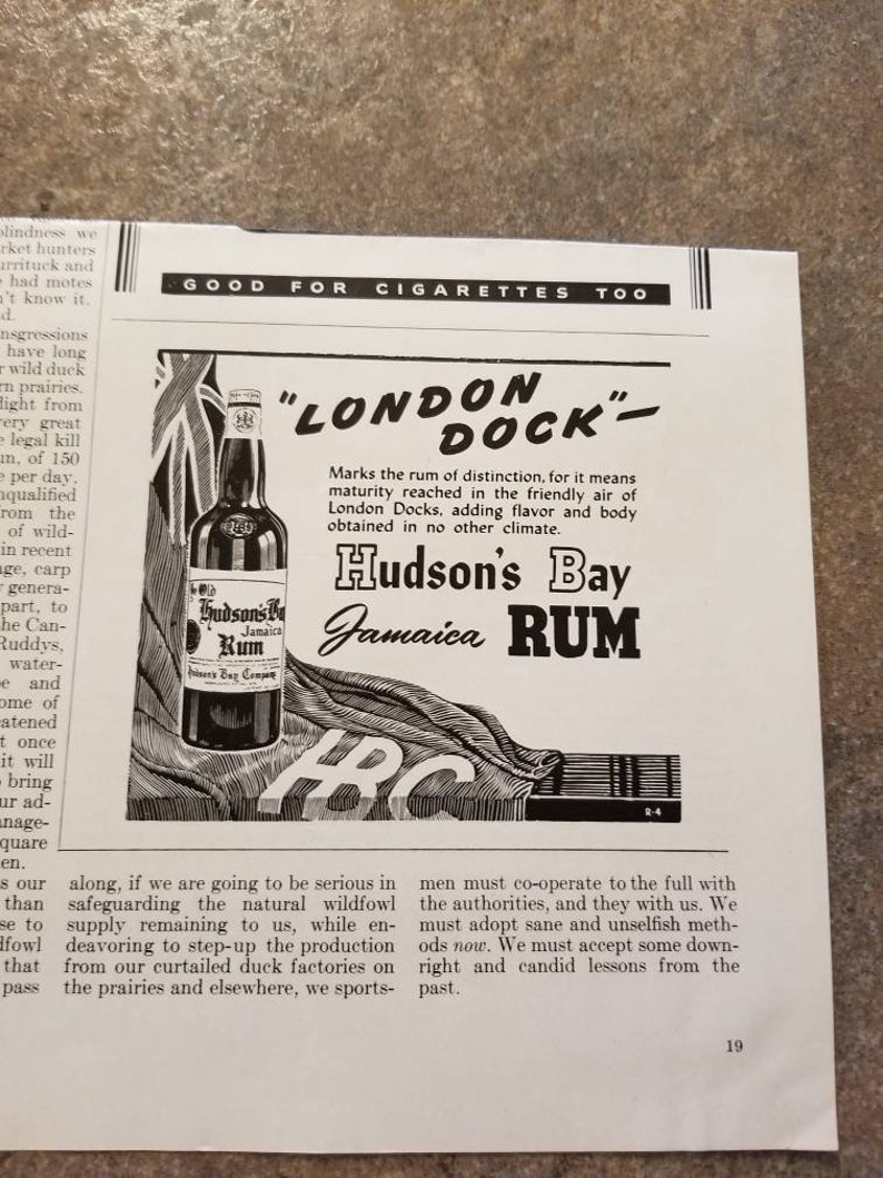 1942 Vintage Ad Hudson's Bay Jamaican Rum Print Ad Etsy