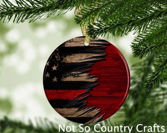 15 Best Images Firefighter Christmas Decorations : Amazon Com Asdjlk Christmas Tree Skirt 48 American Flag Firefighter Xmas Tree Decorations For Holiday Party Home Kitchen