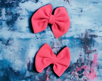 Hot pink Bullet fabric bow, baby bow, bullet fabric hair bow, girls bows, school bow, hair bow, big bow, piggie hair bows