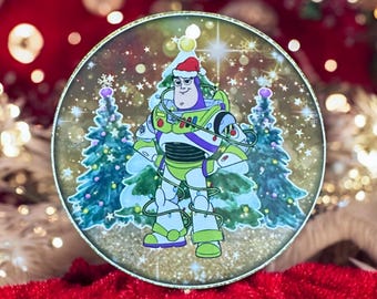 Adorno navideño de Buzz Lightyear, decoración de metal para árbol, adorno personalizado de 7,6 cm, decoración navideña de Toy Story, regalo para niños