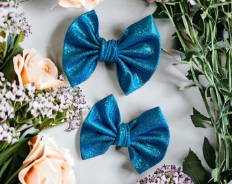 Electric Blue Glitter Hair Bow | Hair Accessory | Girls Hair Clip | Glitter School Bow | Baby girl headband | Toddler Hair bows | Pigtails