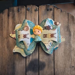 Handmade Elsa Hair Bow Glitter Clip, Sparkly Hair Accessory, Frozen Inspired, Girls Hair Bow, Princess Hair Clip