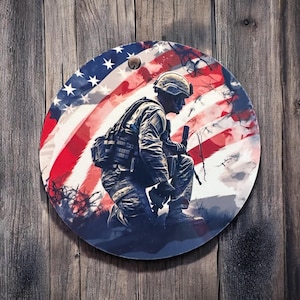 Personalized Patriotic Soldier Christmas Ornament, Military Christmas Decor, Soldier Gift, Patriotic Decor, Custom Ornament