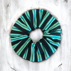 Green and Black Stripes Scrunchie • Haunted Mansion Maid Inspired • Hair Accessory • Disney Style • Gothic Gift