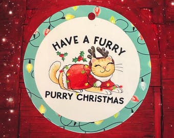 Personalized Christmas Cat Ornament, Custom Cat Decoration, Cat Lover Gift, Holiday Keepsake