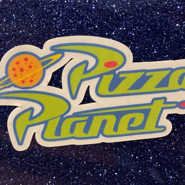 Toy story, pizza planet inspired, sticker or decal for lap top car or phone, and tumbler approx 3 inches by 4 inches, UV protection