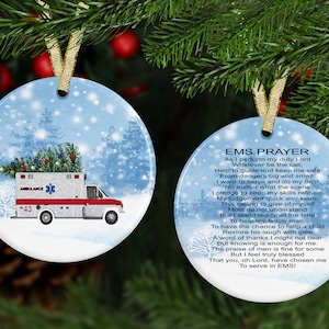 EMS ornament; EMS prayer; mdf material; personalized Christmas ornament; gift for EMT, Ems, paramedic; Christma