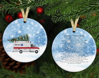 EMS ornament; EMS prayer; mdf material; personalized Christmas ornament; gift for EMT, Ems, paramedic; Christma