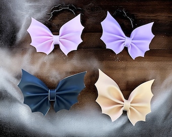 Faux Leather Bat Hair Bow | Halloween Bat Hair Clip | Spooky Hair Bow | Girls Halloween Hair Accessory | Bat Wing Bow