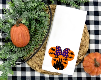 Magic Kingdom halloween with bats, fall decor gift kitchen tea/hand towels