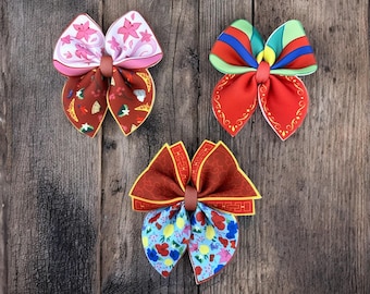 Mulan Warrior Princess Hair Bows, Disney Princess Hair Accessories, Girls Hair Clips, Mulan Inspired Gift