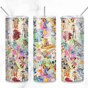 Cartoon Princess, mouse, duck Tumbler, magic kingdom, cartoon mash-up - 20 oz tumbler Stainless Steel tumble, dishwasher safe, epoxy free