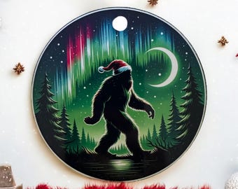 Gepersonaliseerde Sasquatch-kerstornament, handgemaakte vakantieboomversiering, Bigfoot-cadeau, uniek feestelijk Sasquatch-decor