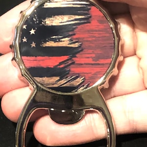 thin red line magnetic bottle opener, gift for firefighter fireman; Father’s Day, Christmas, birthday, gifts for men