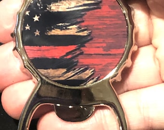 thin red line magnetic bottle opener, gift for firefighter fireman; Father’s Day, Christmas, birthday, gifts for men