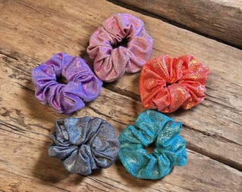 Glitter Hair Scrunchies, Neon Pink Turquoise, Sparkly Hair Ties, Hair Accessories, Hair Bands, Elastic Scrunchy, Retro Scrunchies scrunchie