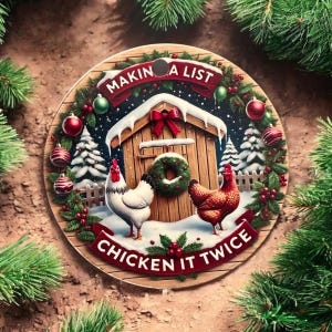 Adorno navideño de pollo hecho a mano, adorno de pollo personalizado, decoración para árbol de Navidad, adorno de granja personalizado